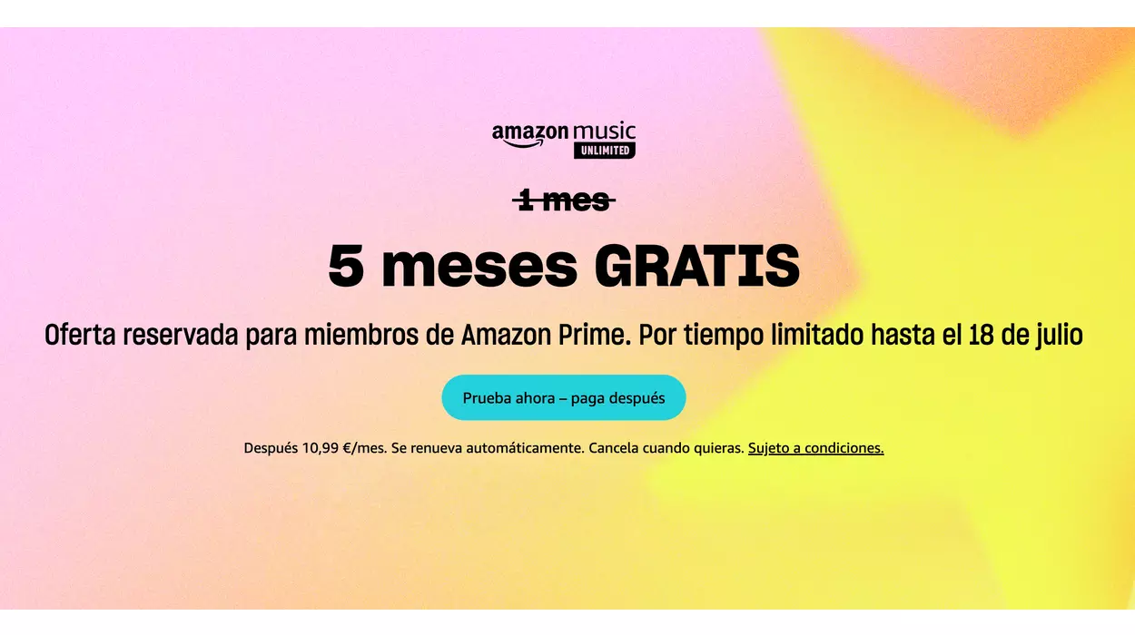 5 MESES GRATIS de Amazon Music Unlimited con Prime ¡Corre!