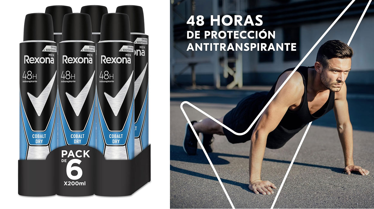 Chollo Pack x6 botes de Desodorante Rexona Cobalt Dry para hombre por sólo 9,97€ ¡A 1,66€ la unidad!