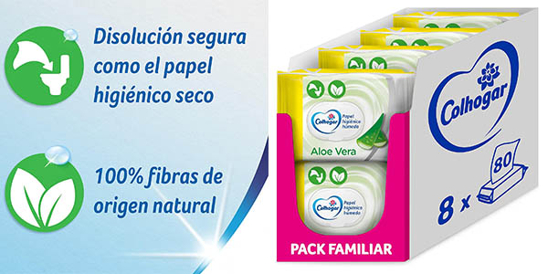 Llévate este pack de 640 Toallitas higiénicas húmedas Colhogar Aloe Vera al mejor precio del momento