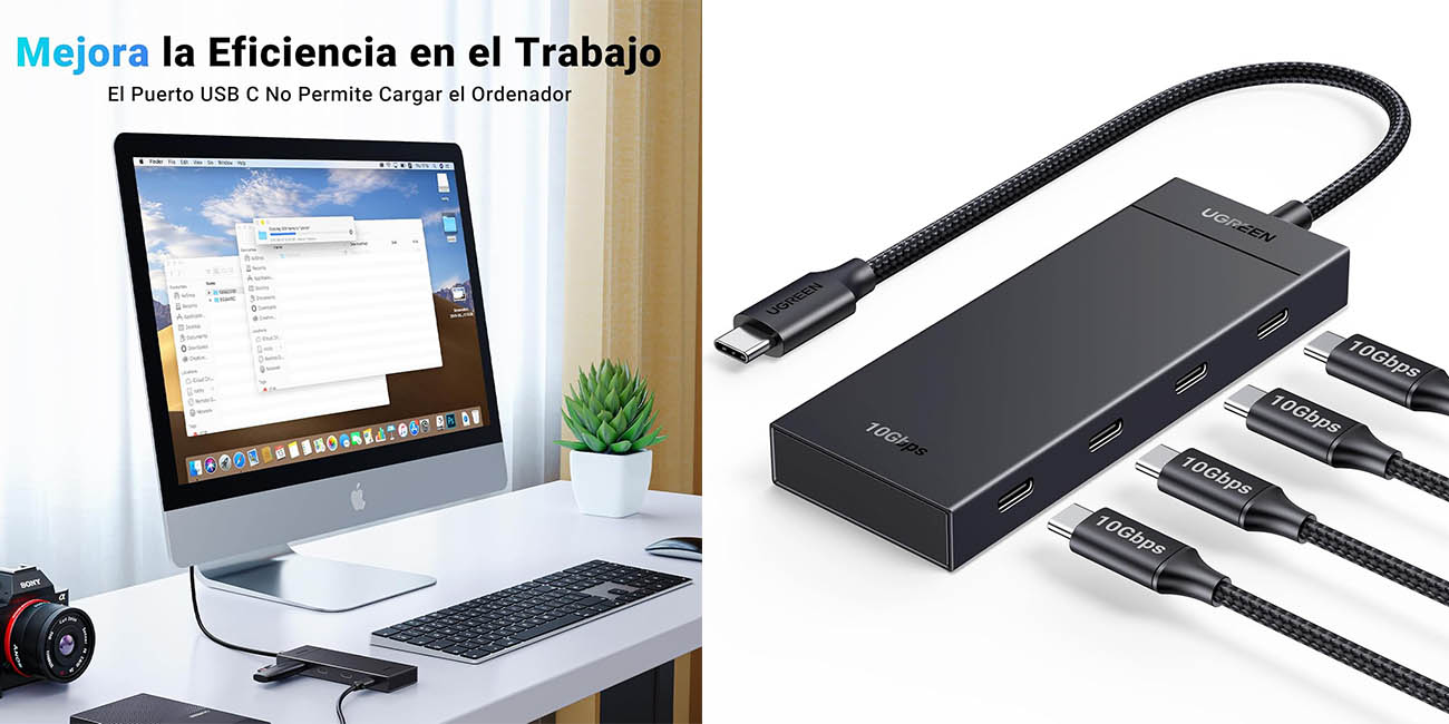 Chollo Hub Ugreen con 4 puertos USB-C 3.2 por solo 12,99€ con cupón (-35%)