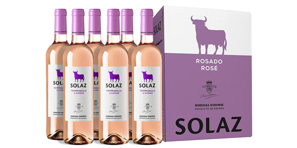 Chollo Pack x6 Botellas Osborne Solaz Vino Rosado Tempranillo & Shiraz de 750 ml por sólo 14,99€ (-39%) ¡2,50€ cada una!