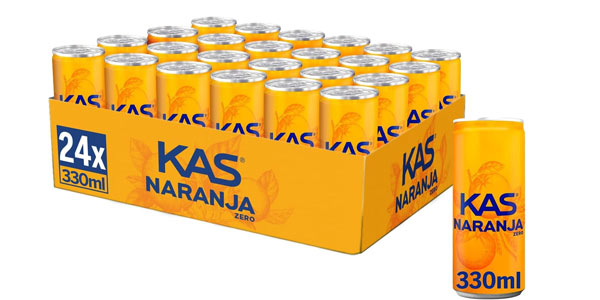 Chollo Pack 24 latas Kas Naranja Zero 330 ml por sólo 11,65€ (-28%) ¡0,48€ cada una!