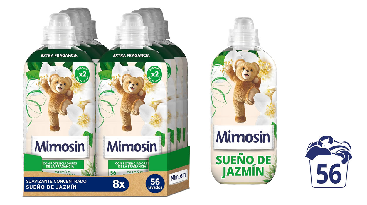 Chollo Pack x8 botellas de suavizante Mimosín Sueños de Jazmín de 56 lavados por sólo 15,92€ (-39%) ¡Top ventas!