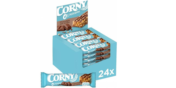 Chollo Pack x24 Barritas de Cereales Corny 0% Azúcares de chocolate con leche por sólo 7,16€ (-20%)