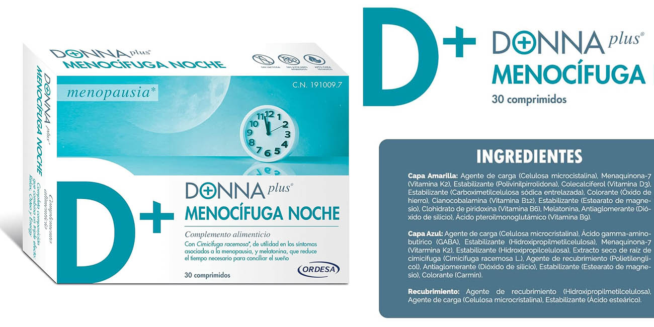 Chollo 30 comprimidos DONNAplus Menocífuga Noche con con melatonina, GABA y vitaminas por solo 13,27€ (-20%)