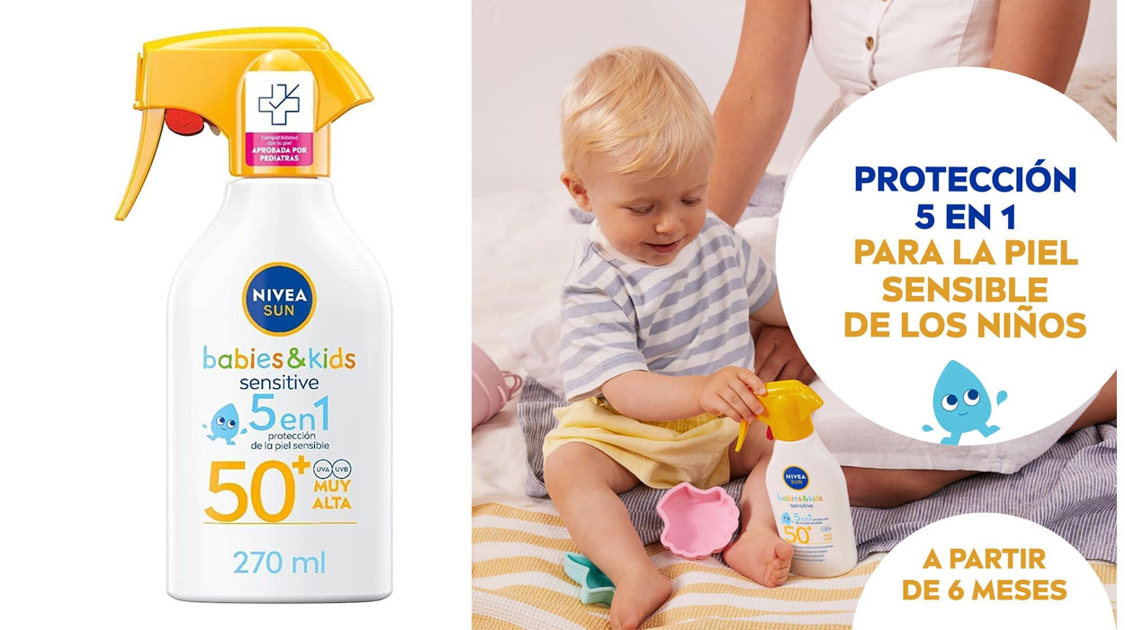 Chollo Spray Nivea Sun Babies & Kids Sensitive FP50+ de 270 ml por sólo 11,34€ con cupón (-26%)