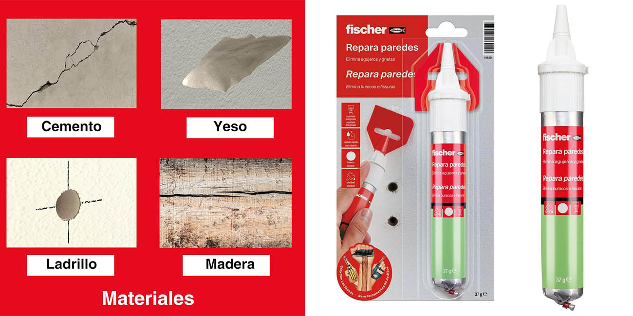 Chollo Masilla repara paredes de fácil aplicación Fischer con espátula para agujeros y abolladuras por sólo 6,79€ (-24%)