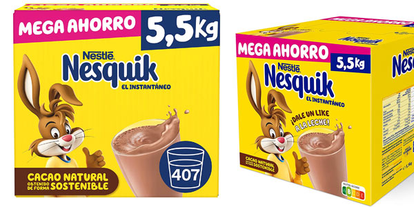 Chollo Pack Nesquik 5,5 Kg por sólo 18,99€ (3,45€ el kilo)