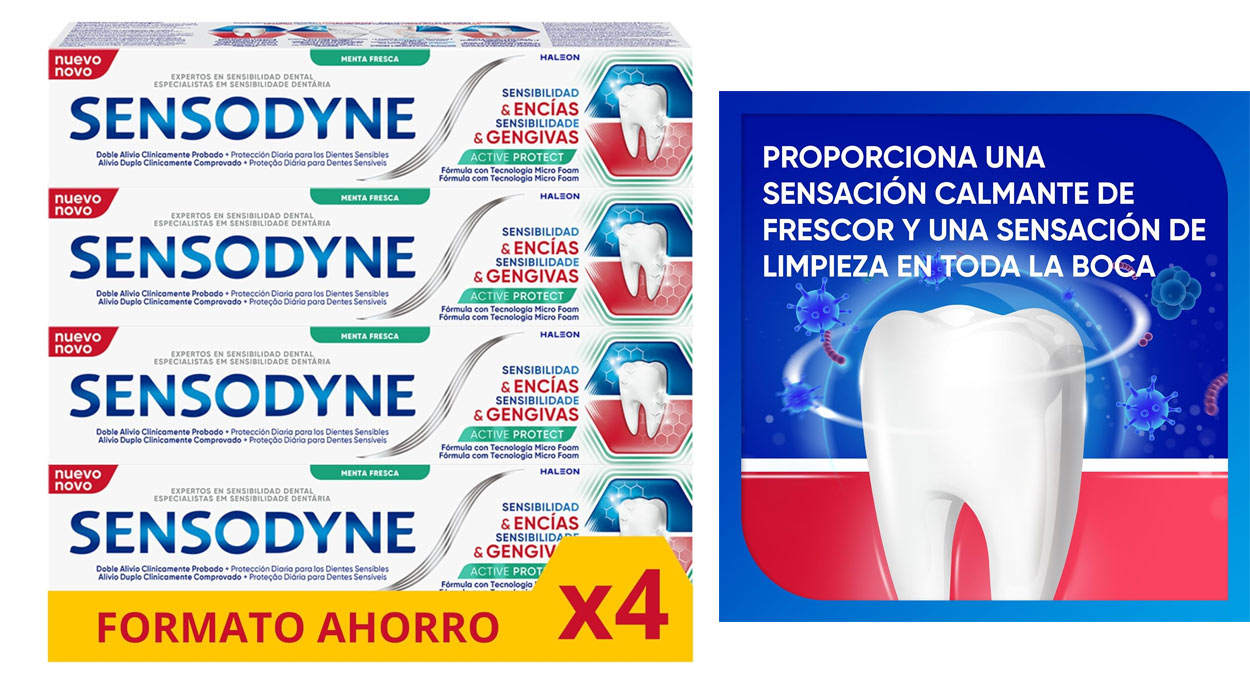 Chollo Pack x6 Sensodyne Sensibilidad y Encías Active Protect por sólo 14,49€ (23% de descuento)