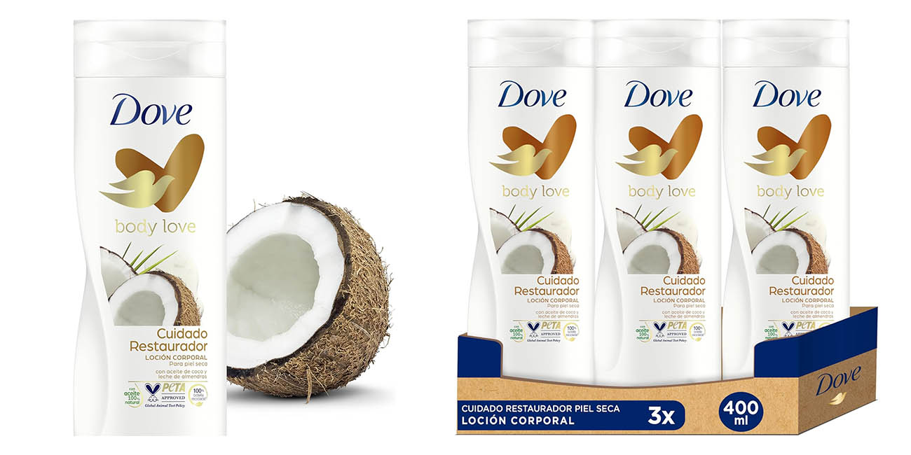 Chollo Pack x3 Dove Body Love con aceite de coco y leche de almendras por solo 10€ (-33%)