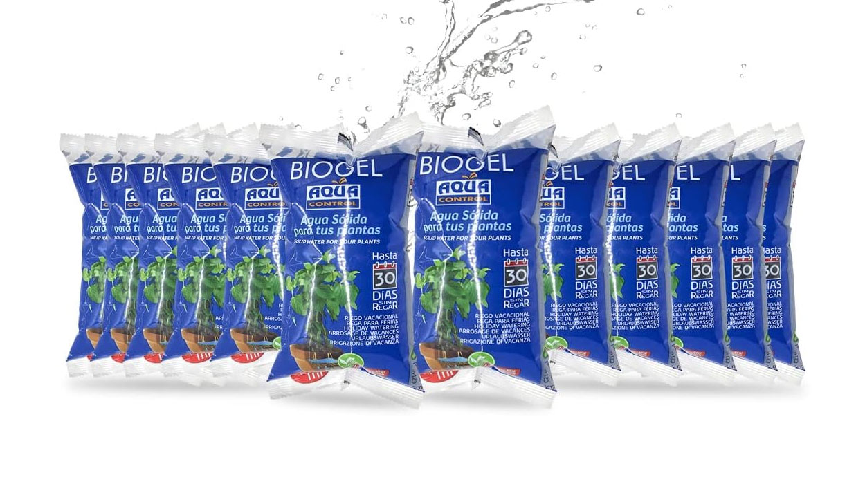 Chollo Pack x12 Bolsas agua sólida Biogel Aqua Control para plantas de 400 ml por sólo 19,99€ (-31%)