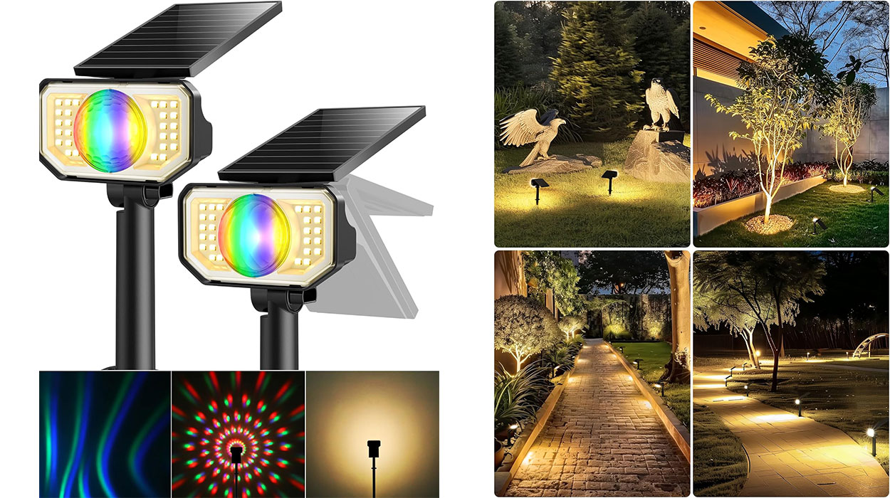 Convierte el exterior de tu hogar en un oasis de luz con este set de focos solares RGB a precio de saldo