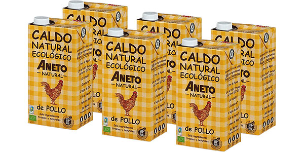 Chollo Pack x6 Caldo de pollo ecológico Aneto Natural de un litro por sólo 22,77€ (-28%) ¡Sólo 3,80€ cada uno!