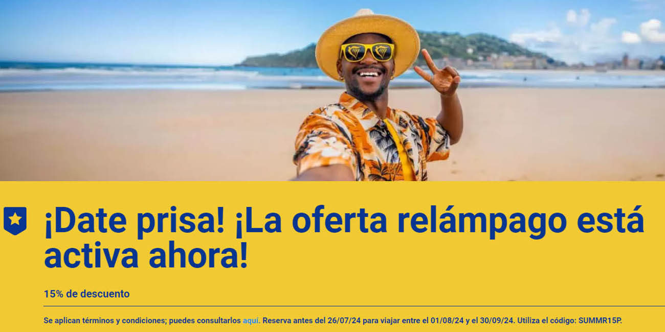 Oferta relámpago en Ryanair: 15% de descuento con este cupón descuento