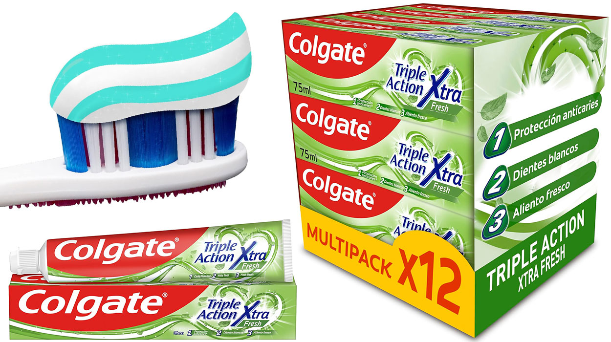 Chollo Pack x12 Dentífrico con flúor Colgate Triple Acción Xtra Fresh de 75 ml por sólo 23,88€ (-23%)