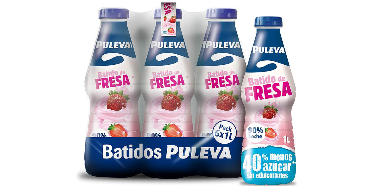 Chollo Pack 6x Batido de fresa Puleva de 1 litro por sólo 7,98€ con cupón descuento (-35%)