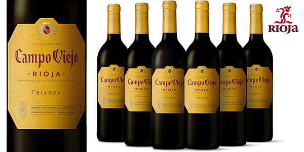 Chollo Pack de 6 botellas de vino tinto Campo Viejo Crianza de 750 ml con DOCa Rioja por sólo 26,70€ (-23%)