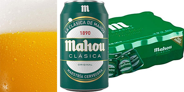 Chollo Pack de 28 latas de cerveza Mahou Clásica de 33 cl por sólo 13,69€ (-31%) ¡0,49€ cada una!