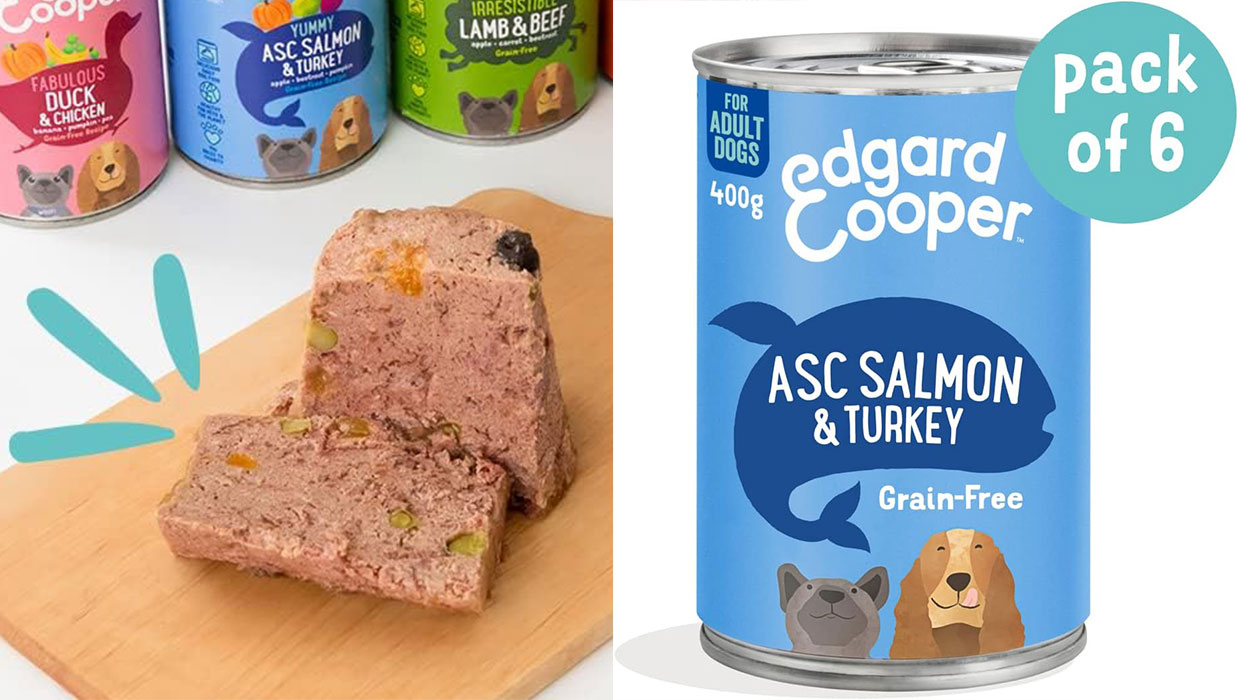 Chollo Pack de 6 latas de comida húmeda Edgard & Cooper de salmón y pavo para perros de 400 g por sólo 9,69€ (-56%)