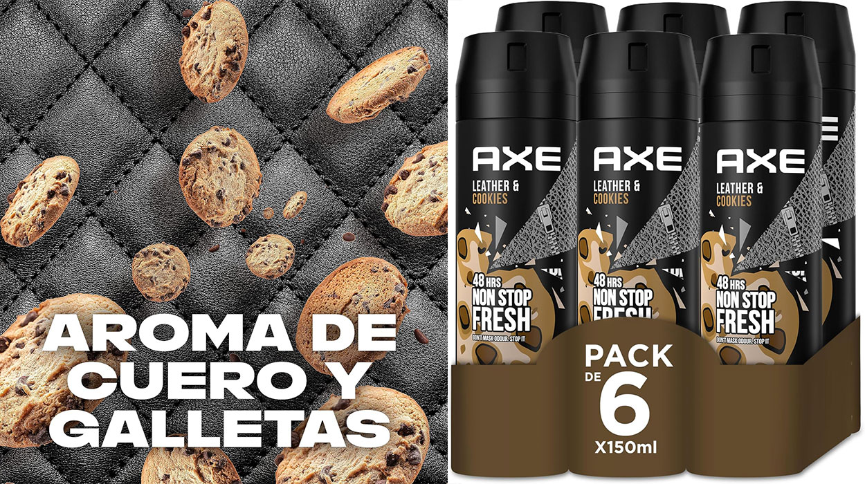 Chollo Pack x6 Desodorante en aerosol Axe Leather & Cookies de 150 ml para hombre por sólo 18,48€