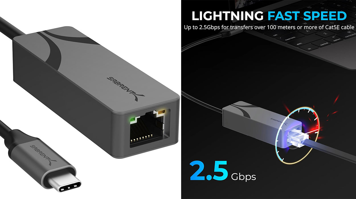 Chollo Adaptador Sabrent USB-C a Ethernet de 2.5 Gbps por sólo 15,99€ con doble cupón (-46%