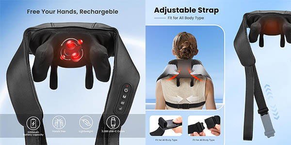 Chollo Masajeador Shiatsu para cuello y hombros por sólo 29,99€ con envío gratis (46% de descuento)