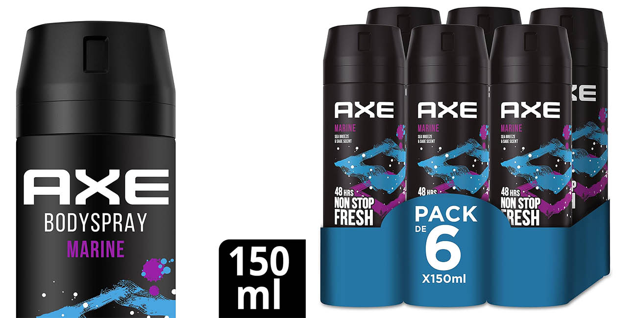 Chollo Pack de 6 botes de Desodorante Bodyspray AXE Marine para hombre por sólo 18,48€ (18% de descuento) ¡A 3,08€ la unidad!