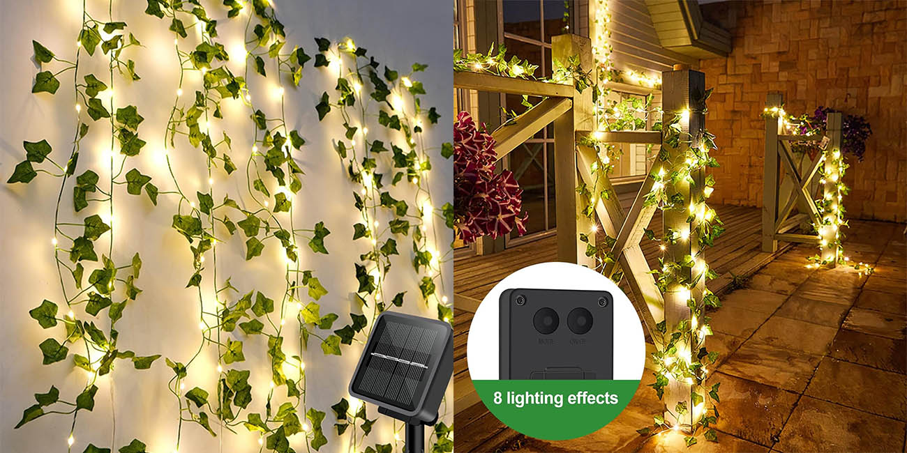 Chollo Guirnalda LED solar con hojas de hiedra artificial por solo 12,99€ (-23%)