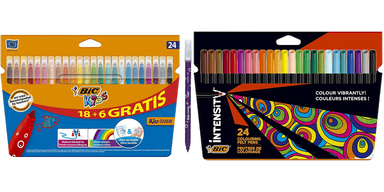 Chollazo Pack 24 rotuladores Bic Kids + 24 rotuladores BIC Intensity por sólo 9,37€ (-49%)