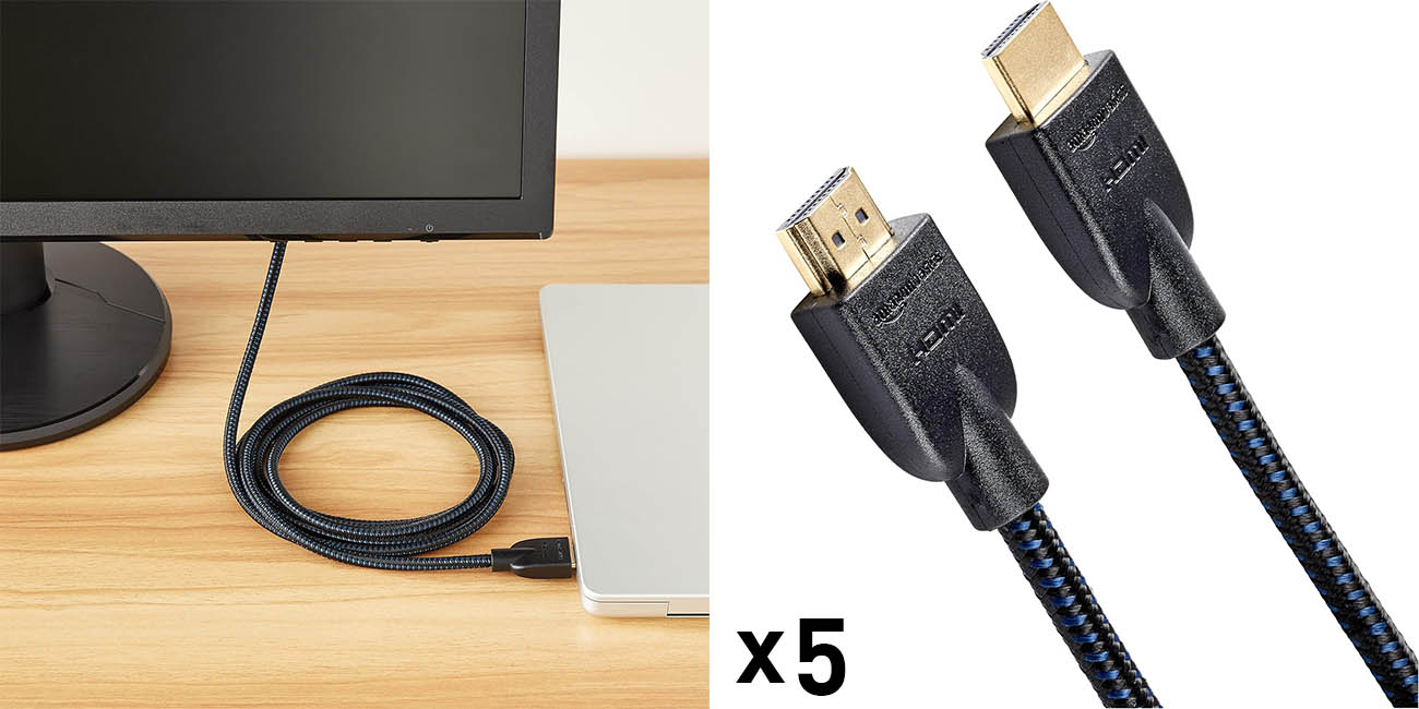 Chollo Pack 5x Cable HDMI AmazonBasics recubiertos de nylon trenzado y 1,8 metros por sólo 6,93€ (-60%)