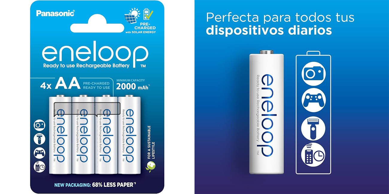 Chollo Pack 4 pilas recargables Panasonic Eneloop AA por sólo 12,49€ (-17%) ¡Las mejores!