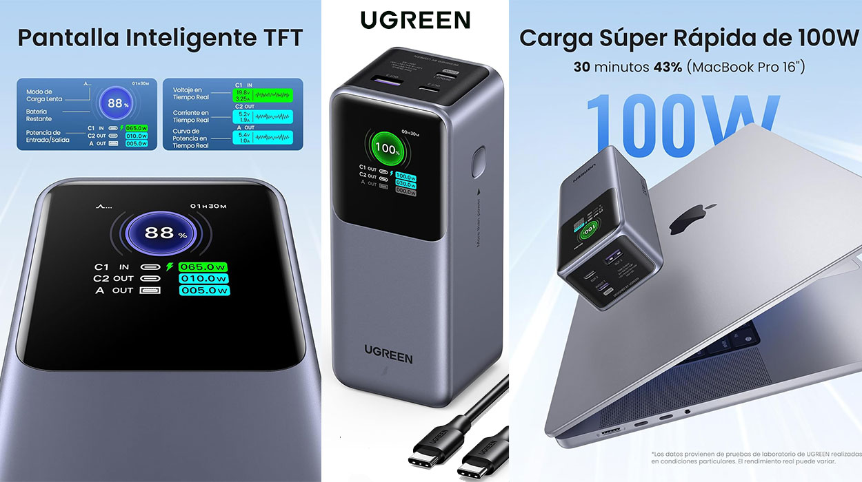 Chollo Batería portátil Ugreen de 20.000 mAh y 130 W por sólo 69,99€ y envío gratis con cupón descuento (-30%)