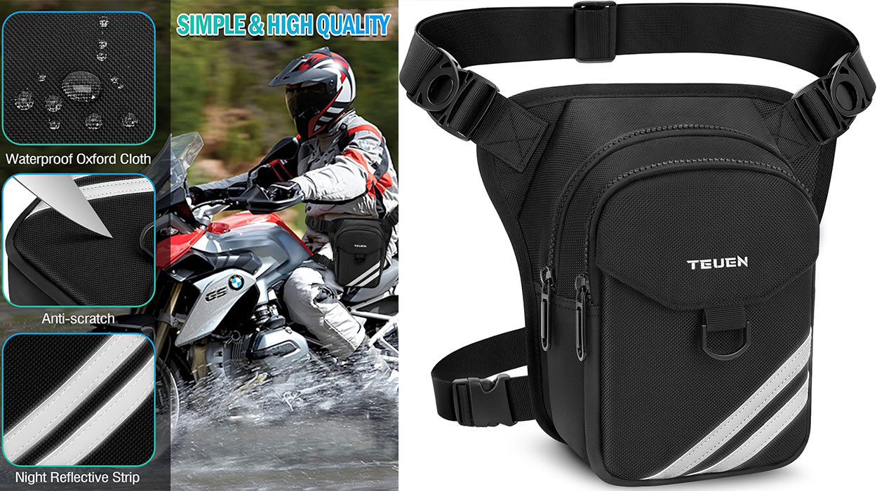 Ésta es la bolsa de pierna perfecta para acompañarte en tus viajes en moto y cuesta poquísimo