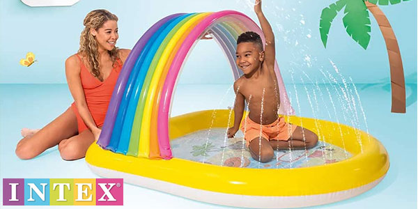 Chollo Piscina infantil Intex Arco Iris con toldo y aspersor por sólo 15€ (-40%)