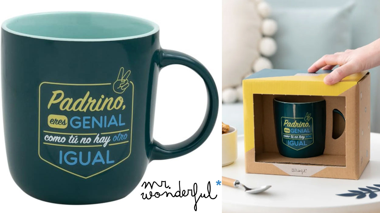 Haz sonreír a tu padrino con esta taza única de Mr. Wonderful, ¡es baratísima!