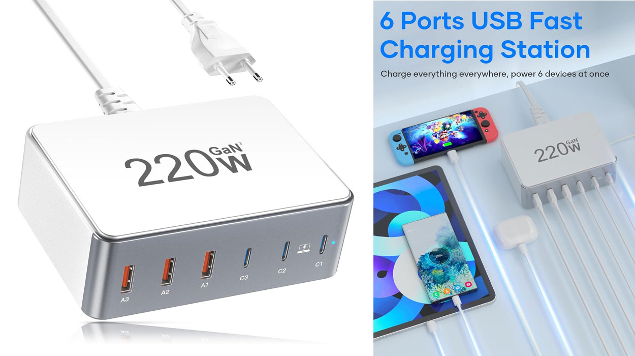 Chollo Cargador USB-C múltiple con 6 puertos (3 USB-C PD y 3 USB-A 3.0 QC) por sólo 27,59€ con cupón (-48%) ¡Top ventas!