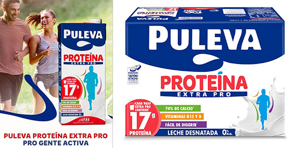 Chollo 6 briks de leche Puleva Proteína Extra Pro de 1 litro por solo 7,50€ (-24%) ¡A 1,25€ el brik en lugar de 1,75€!