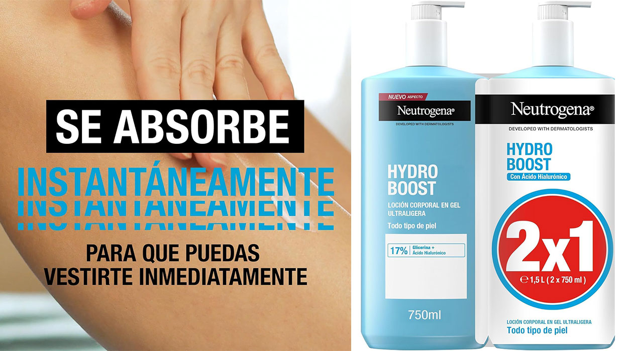 Chollo Pack x2 Loción corporal Neutrogena Hydro Boost con ácido hialurónico de 750 ml por sólo 12,99€ (-48%)