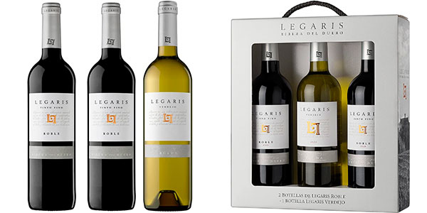 Chollo Estuche con 3 botellas de vino Legaris Ribera del Duero y Rueda de 750 ml por sólo 15,99€ (-20%)