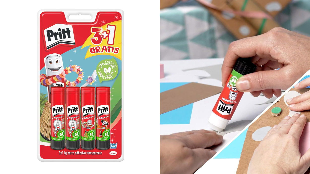 Chollo Pack x4 Pegamento en barra Pritt Original seguro para niños por sólo 3,89€ (-22%)