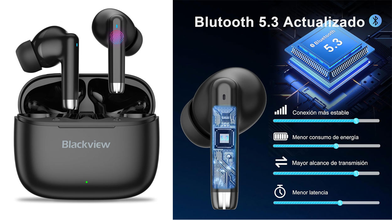 Llévate estos auriculares Blackview a un precio de locura gracias al doble cupón descuento que te ofrece Amazon