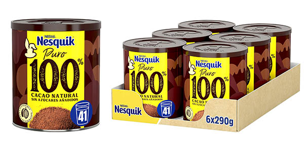 Chollo 6 Nesquik Cacao en polvo 100% de 290g cada uno por solo 21,10€ (18% de descuento)