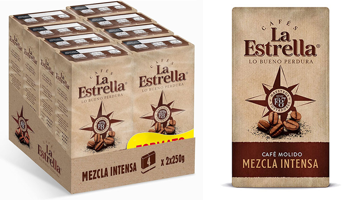 Chollo Pack x8 Café molido La Estrella Mezcla Intensa de tueste natural y torrefacto de 250 g por sólo 14,72€ (-40%)