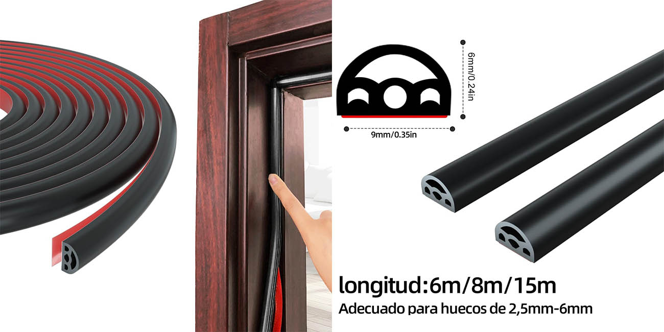 Chollo Burlete aislante Esufeir de 6 metros para puertas y ventanas por sólo 6,49€ con cupón descuento (-50%)