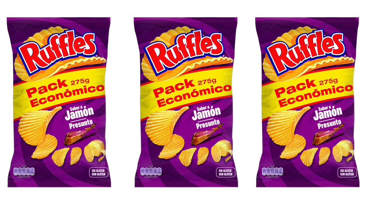 3×2 en patatas Ruffles Jamón originales