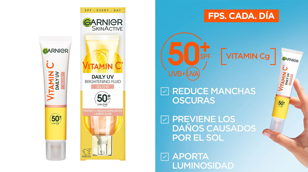 Esta crema de Garnier con SPF50+ reduce las manchas, tiene efecto glow y está rebajada a 9 euretes