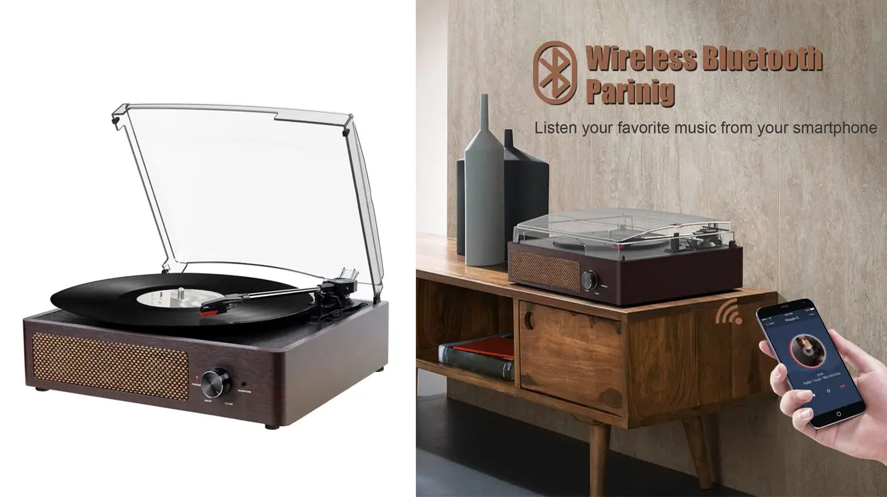 Amazon rebaja a precio de LOCURA este tocadiscos vintage de valoraciones TOP, con altavoces integrados y Bluetooth