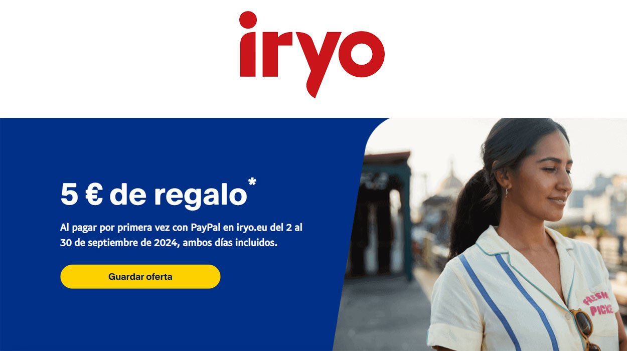 5€ de regalo en Iryo al pagar con paypal