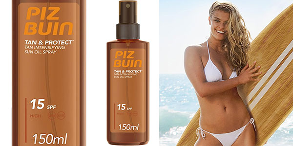 Chollo Protector solar Piz Buin Tan & Protect SPF15 de 150 ml por sólo 7,39€ (-54%)