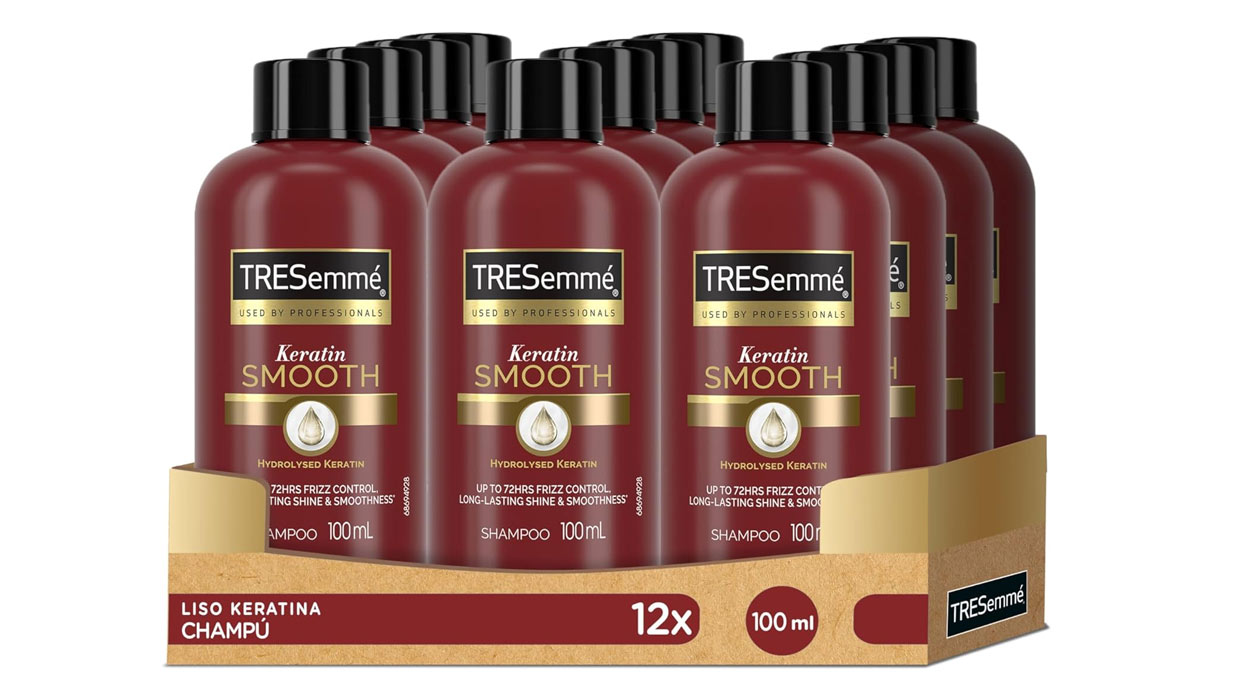 Chollo Pack x12 Champú TRESemmé Liso Keratina de 100 ml por sólo 13,09€ (-27%)